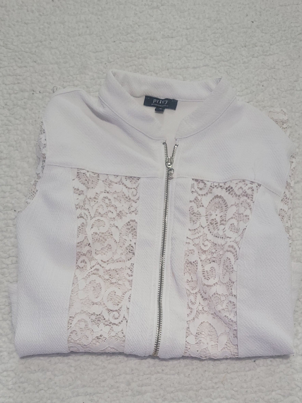 Privy White Lace Zip-Front Jacket
